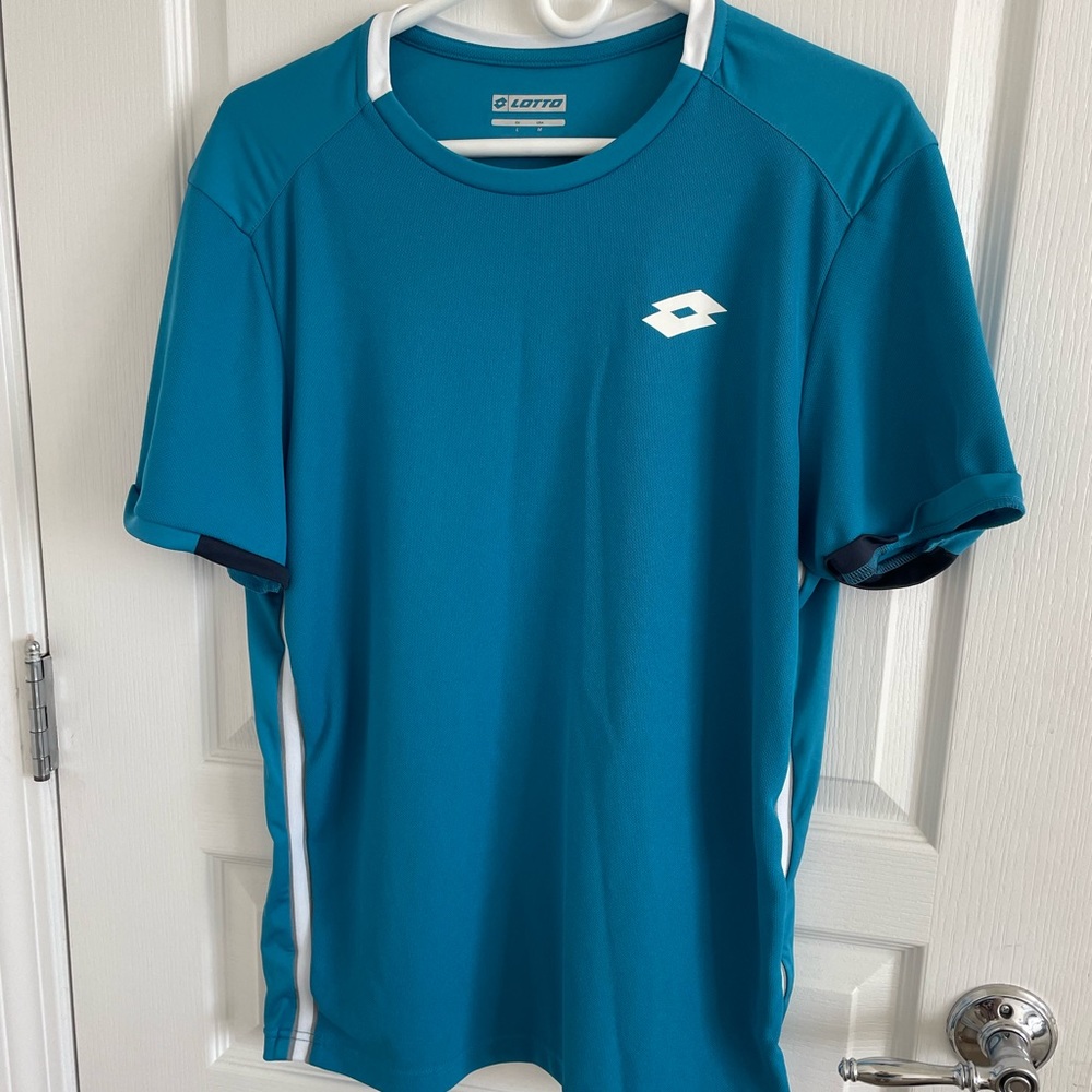 Men’s Lotto Tennis Tech t-shirt blue and white Sz M